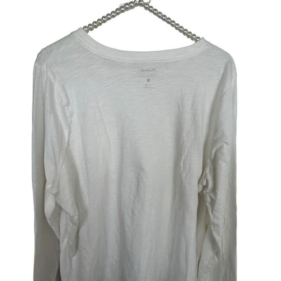 MADEWELL WOMEN'S WHITE LONG SLEEVE CREW NECK COTTON T-SHIRT Sz 1X XL pocket - Picture 2 of 13